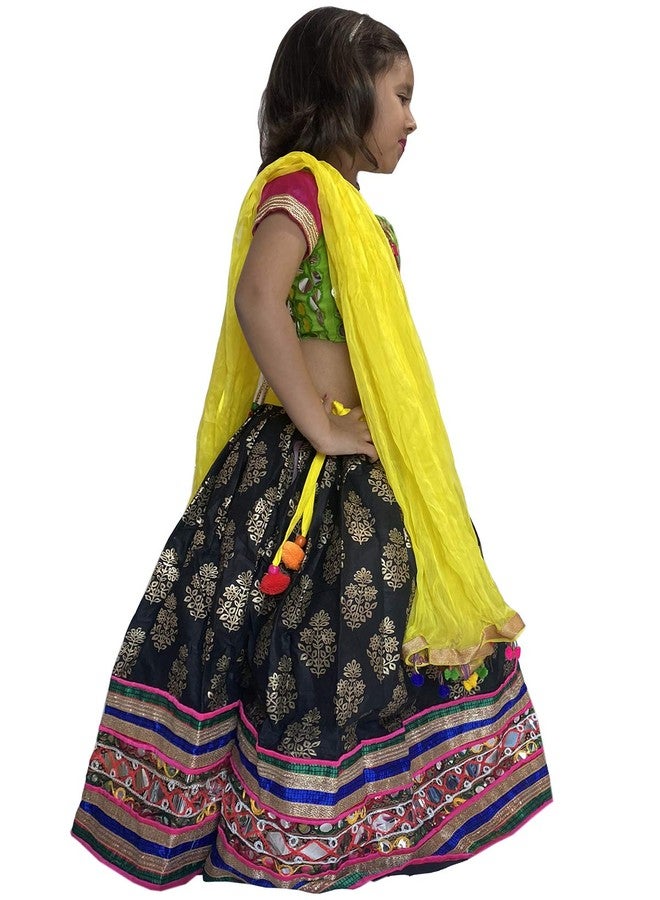 Aglare Girl's Cotton, Art Silk Readymade Lehenga Choli (ALk1040500_GHER_30_Gold_9 Years-10 Years) - Image 5
