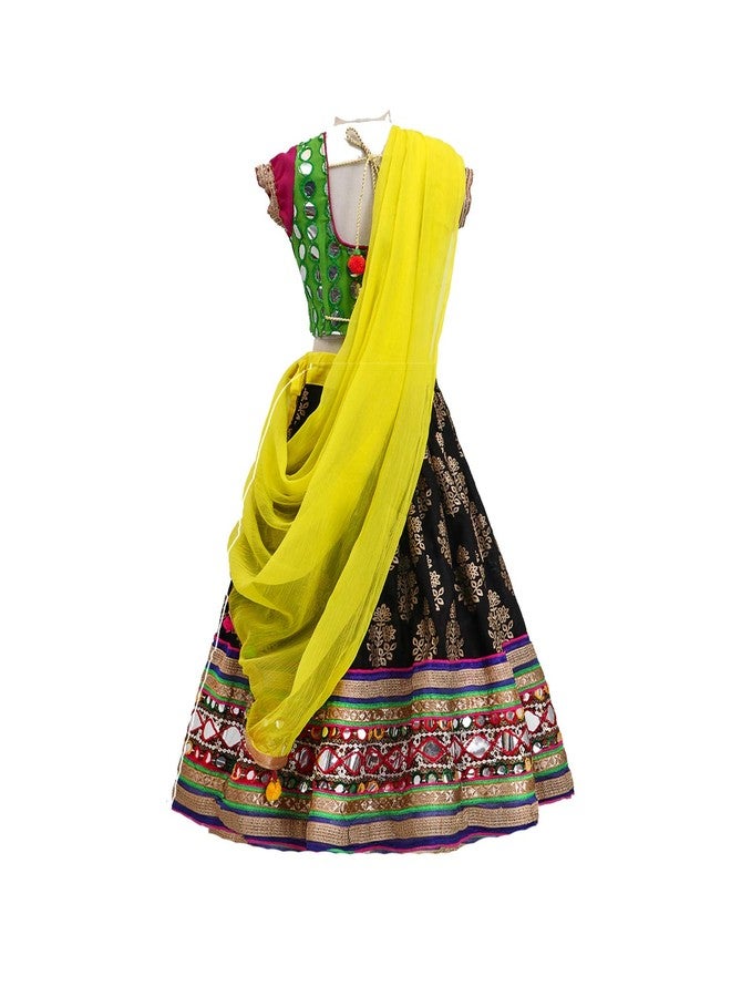 Aglare Girl's Cotton, Art Silk Readymade Lehenga Choli (ALk1040500_GHER_30_Gold_9 Years-10 Years) - Image 2