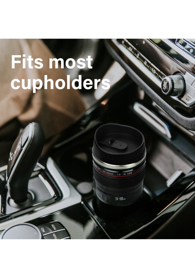 Generic - Camera Lens Coffee Mug,Travel Coffee Cup,Stainless Steel Lens Mug Thermos Camera Lens Mug with Lid and Spoon,Cool Gifts for Photographers Men and Women - Image 1