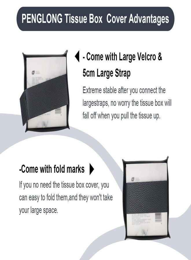 PENGLONG Tissue Box Cover 5X5X5'' PU Leather Tissue Holder Square Tissue Cube Box Organizer for Bathroom Vanity Countertop, Car, Night Stands, Office, Home, Kitchen (1Pack, Black) - Image 3