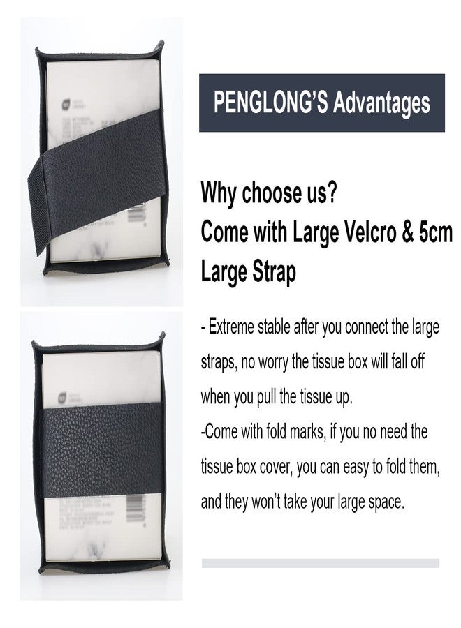 PENGLONG Tissue Box Cover 5X5X5'' PU Leather Tissue Holder Square Tissue Cube Box Organizer for Bathroom Vanity Countertop, Car, Night Stands, Office, Home, Kitchen (1Pack, Black) - Image 2