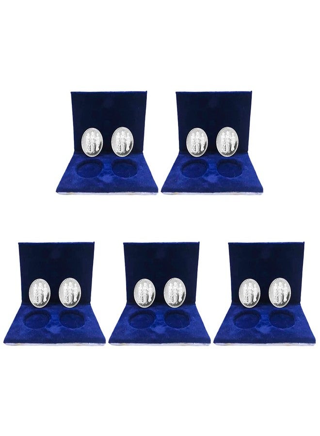 NINE10 German Silver Coins 10 Grams Silver Plated of Ram Darbar for Ram Navami Pooja or Diwali Gift Items for Men, Women, Staff, Customer, Clients, Corporate with Velvet Gift Box (Pack of 5 Pair) - Image 1