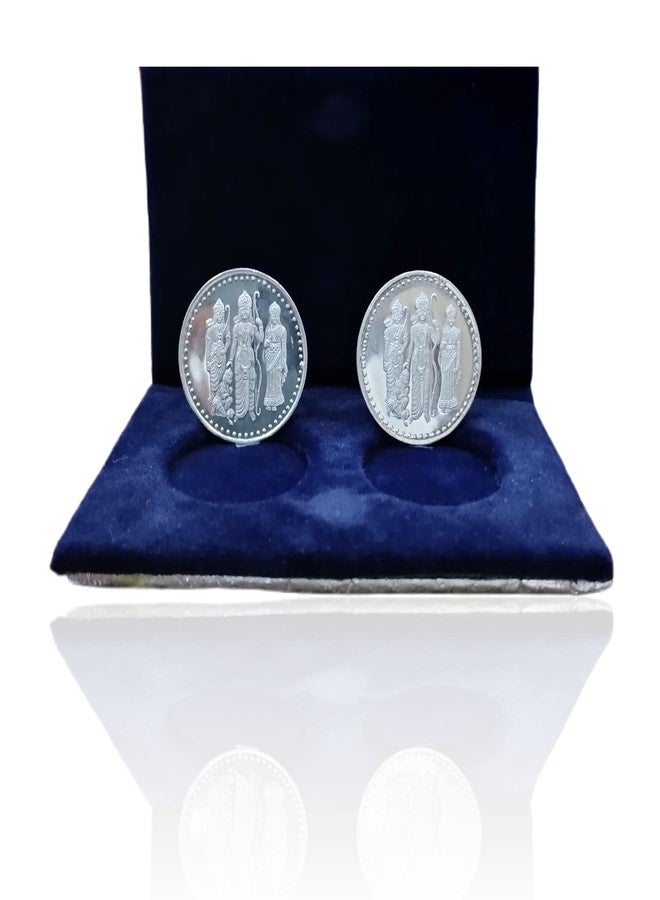 NINE10 German Silver Coins 10 Grams Silver Plated of Ram Darbar for Ram Navami Pooja or Diwali Gift Items for Men, Women, Staff, Customer, Clients, Corporate with Velvet Gift Box (Pack of 5 Pair) - Image 3