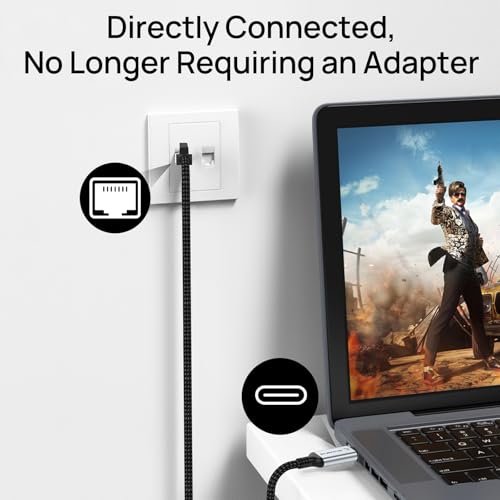 Dutevolns USB C to Ethernet Cable 3.3FT, Type C to RJ45 Nylon Cord, Gigabit Directly Connected, Compatible for MacBook Pro, iPad Pro, Smartphone, Laptop, PC - Image 2