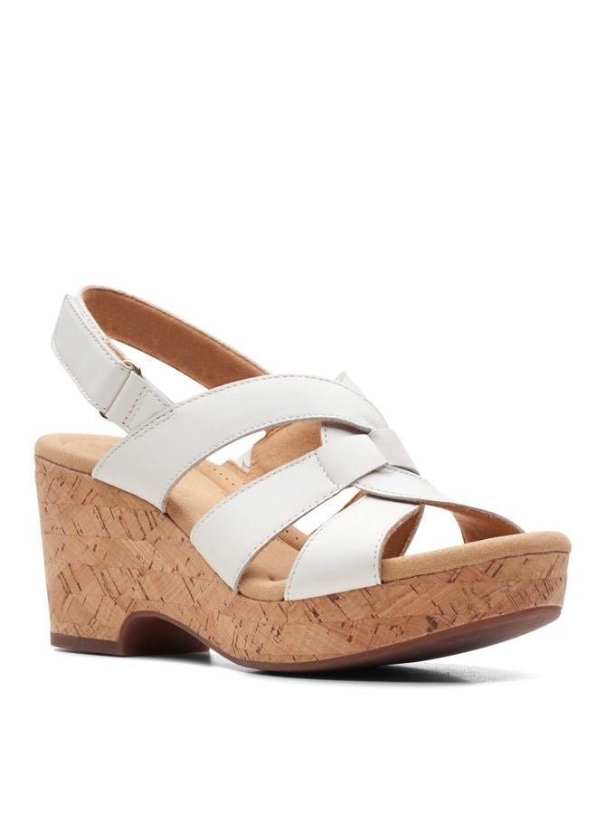clarks Giselle Beach Wedge Sandal White Leather 38 EU - Image 1
