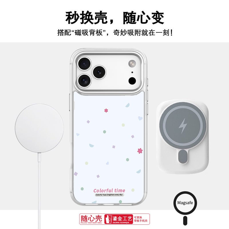 Magnetic Phone Case with Interchangeable Back Panel and Colorful Star Design, Shockproof Matte PC Cover for iPhone 17/16/15/14 Pro Max and Samsung S25/S26 Ultra - Image 5