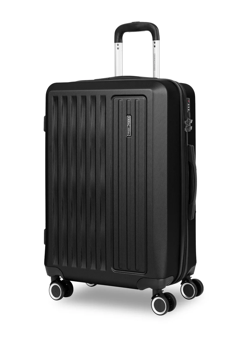 PARAJOHN ABS Material 3-Piece Hardsided Luggage Set | 4-Wheel Spinner Trolley | Small (10kg), Medium (20kg), Large (30kg) -Black