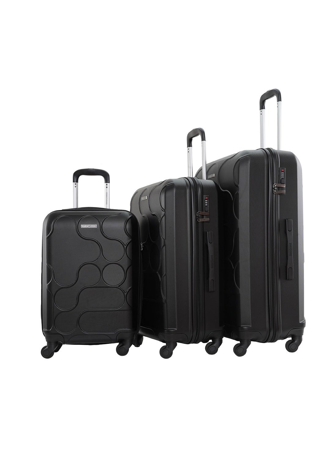 PARAJOHN Klub 3-Piece Hard Side ABS Luggage Trolley Set 20/24/28 Inch Black 