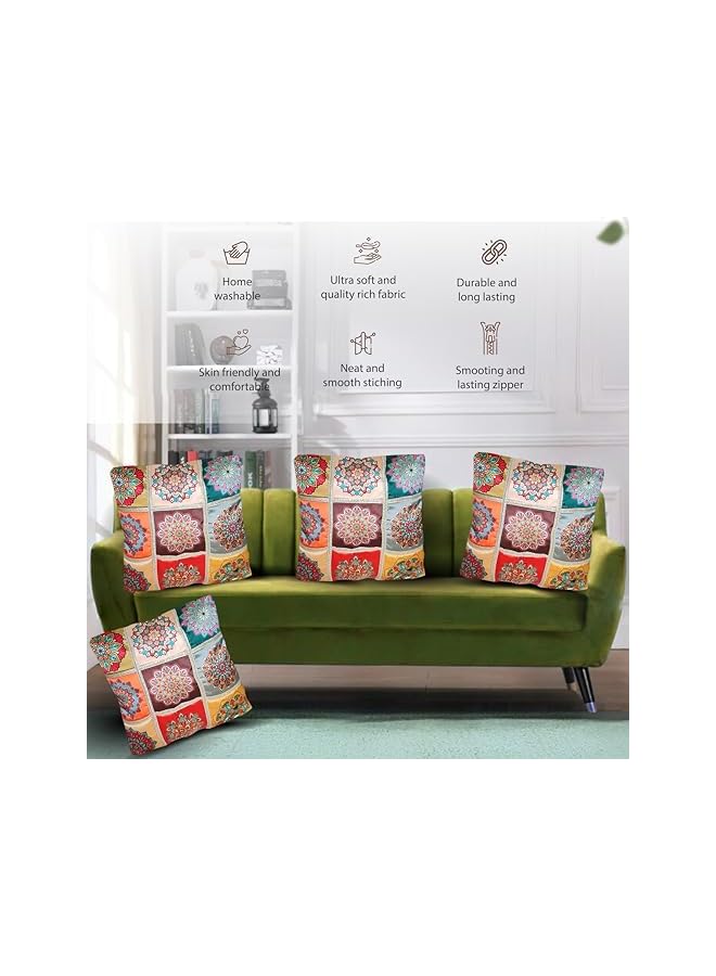 The Bros Stylish Cushion Covers 45x45 cm (5PCs)– Elegant Home Décor – Soft & Durable Pillow Covers (Blue multicolour) - Image 5