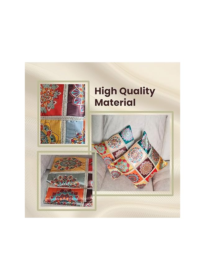 The Bros Stylish Cushion Covers 45x45 cm (5PCs)– Elegant Home Décor – Soft & Durable Pillow Covers (Blue multicolour) - Image 4