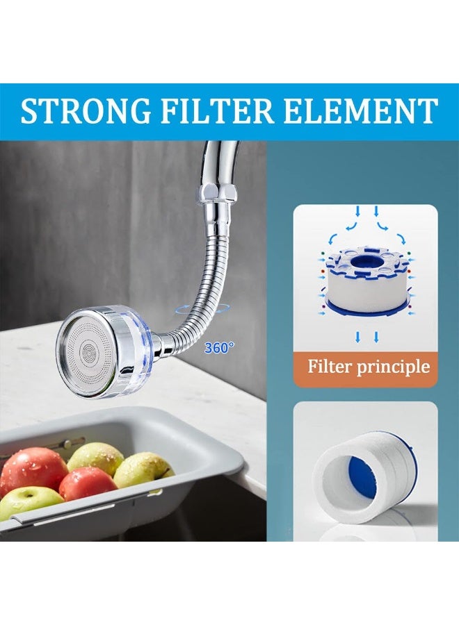 Arabest Faucet Water Filter Set, 360° Rotating Sink Water Filter Faucet Bathroom Sink Filter with Extension Tube, Household Faucet Filter Tap Splash-Proof Faucet with Filter Elements for Home Kitchen - Image 3