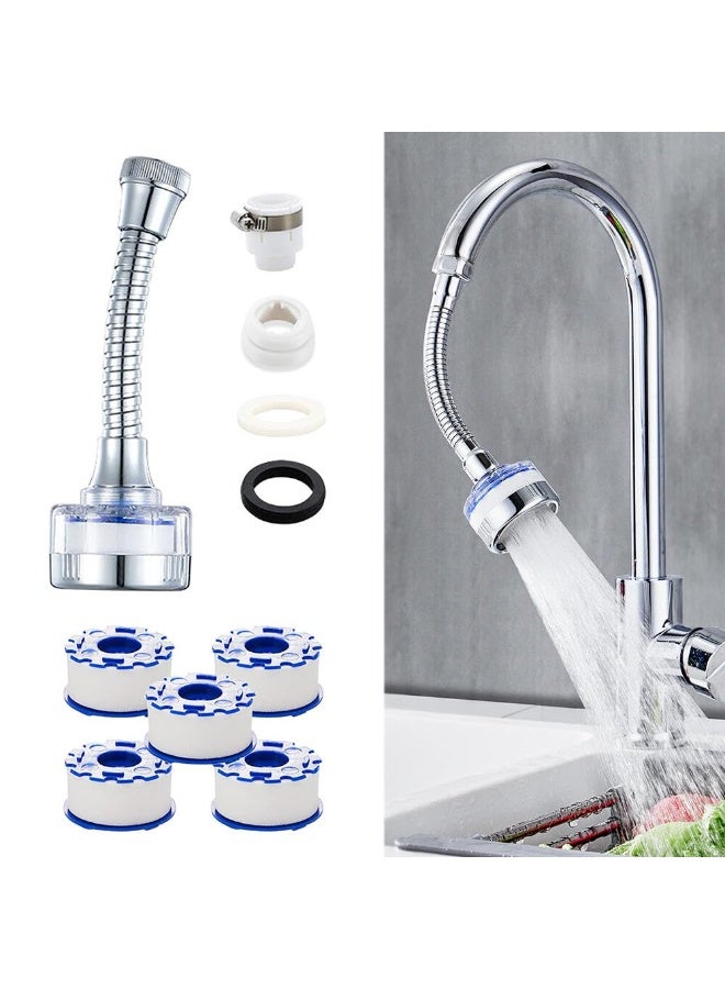 Arabest Faucet Water Filter Set, 360° Rotating Sink Water Filter Faucet Bathroom Sink Filter with Extension Tube, Household Faucet Filter Tap Splash-Proof Faucet with Filter Elements for Home Kitchen - Image 1