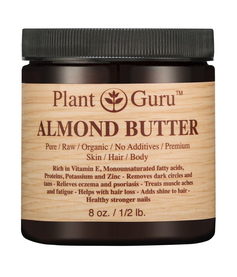 Plant Guru Almond Body Butter 8 oz 100% Pure Raw Fresh Natural Cold Pressed. Skin, Hair, Nail Moisturizer, For DIY Creams, Lip Balms, Lotions and Soap Making - Image 1