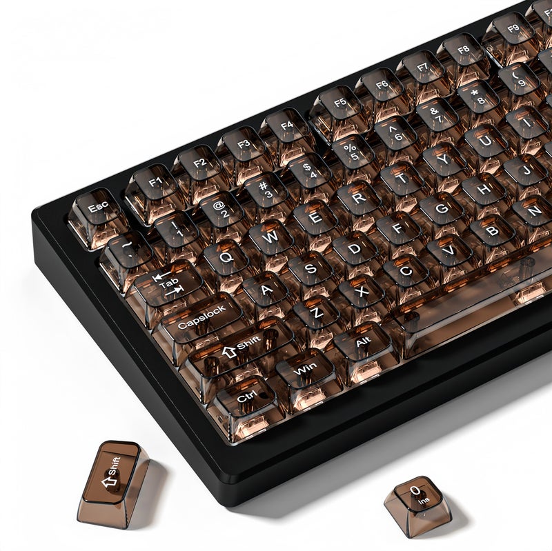 dagaladoo Coffee Clear keycaps for Mechanical Keyboard,Transparent MDA keycaps 60 75 100 Percent,Ceramic Jelly Key caps Set,Shine Through Key caps for Mx Switches Mechanical Keyboard(115key) - Image 1