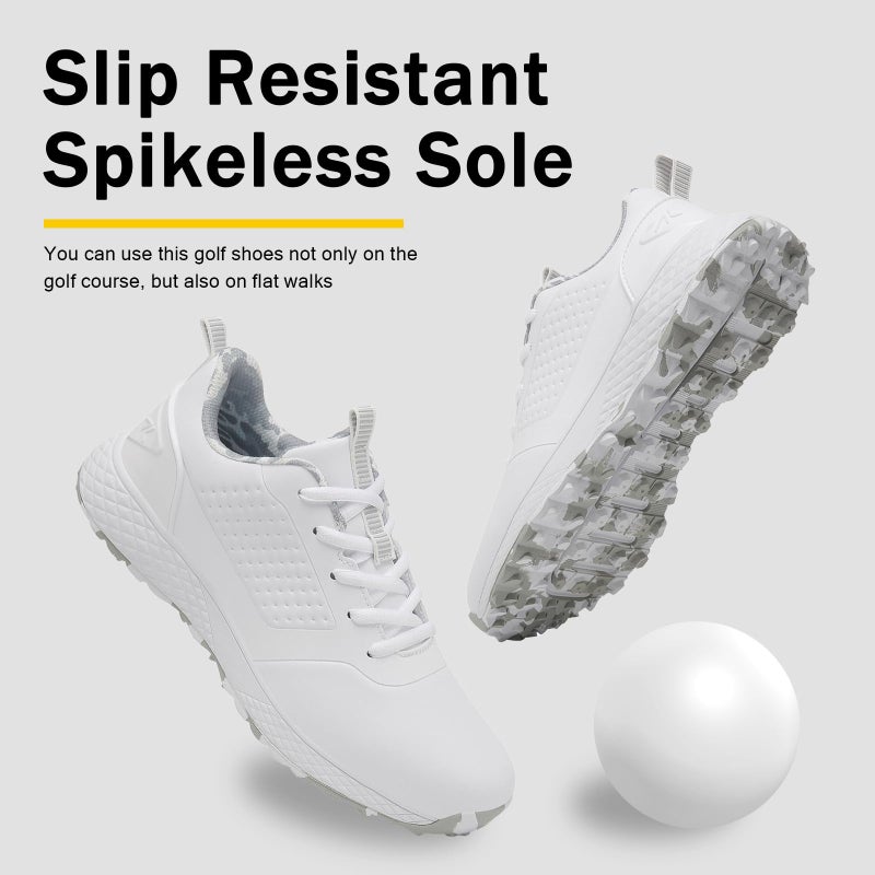 ULTIANT Women Golf Shoes Spikeless Waterproof Golf Sport Sneakers Size5-10(White_Grey,39) - Image 4