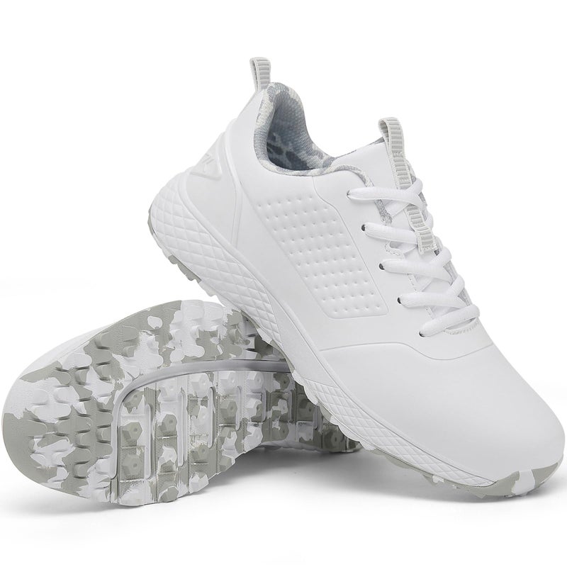 ULTIANT Women Golf Shoes Spikeless Waterproof Golf Sport Sneakers Size5-10(White_Grey,39) - Image 1