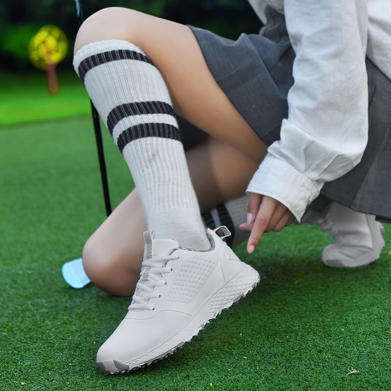 ULTIANT Women Golf Shoes Spikeless Waterproof Golf Sport Sneakers Size5-10(White_Grey,39) - Image 2