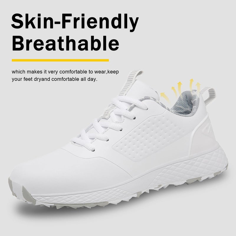 ULTIANT Women Golf Shoes Spikeless Waterproof Golf Sport Sneakers Size5-10(White_Grey,39) - Image 5