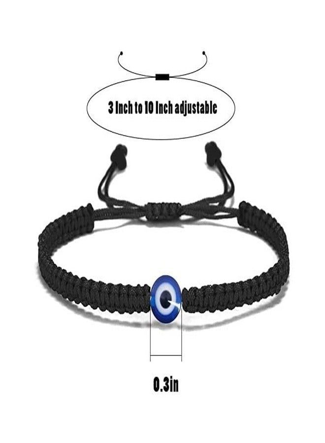 EDMIRIA Evil Eye Turkey Eyes Bead Nazar Dhaga | Black Thread Adjustable Bracelet | Free Size Friendship Band for Men Women Girls Boys | Nazar Bracelets (Black, Pack of 4) - Image 2