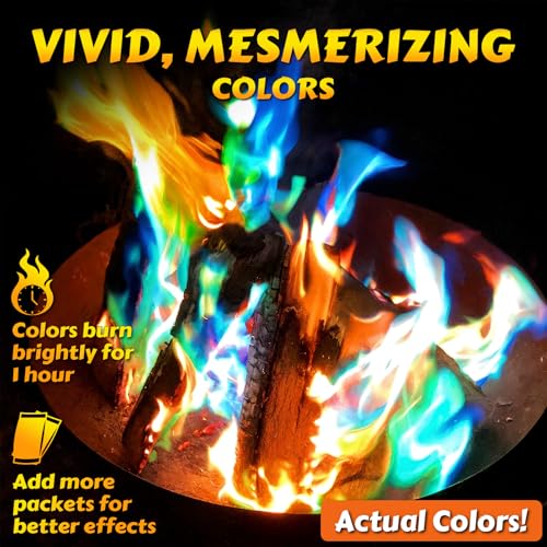 HGD (6 Pack) Magic Campfire Fire Color Changing Packets for Fire Pit, Indoor/Outdoor Fireplace, Bonfire - Rainbow Magical Flame, Camping Accessory, Compatible with Wood - Image 2