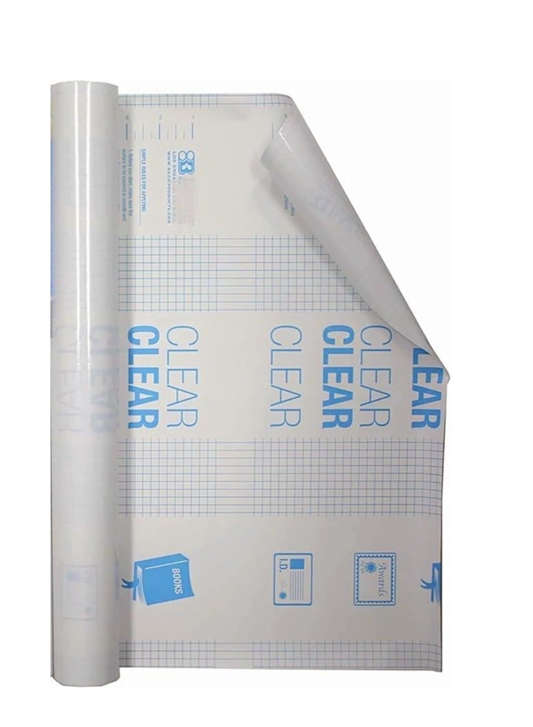 Generic Self Adhesive Cover Clear Pack of 1 Rolls 45X10 yards kids Cover Book Covers Adhesive Transparent Clear Books Covering Film Schools Notebook Covering Paper  - Image 1