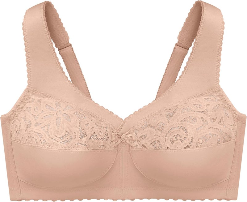 Glamorise Women's Full Figure MagicLift Cotton Wirefree Support Bra #1001 - Café - Image 4