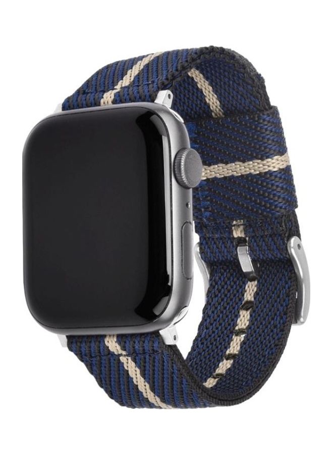 NIBEMINENT Replacement Strap Watchband For Apple Watch Series 7 41mm/6 & SE 5 4 40mm/3 2 1 38mm Blue/Beige - Image 2