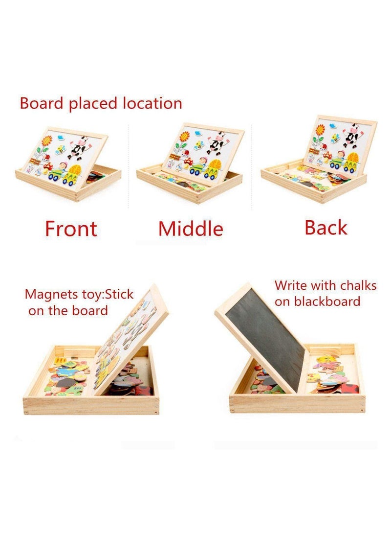 Wooden Magnetic Animal Puzzle Game Drawing Box Educational Toy for Kids cm - Image 2
