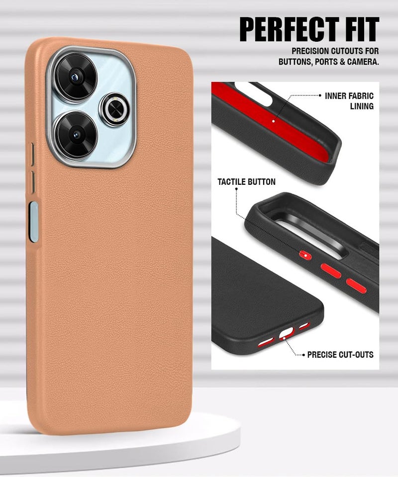 WOW IMAGINE Back Cover for Mi Redmi 13 5G | Poco M6 Plus 5G | Ultra Slim Flexible Non-Slip Grip | Inner Fabric | Metal Camera Ring & Lightweight Soft Silicone Mobile Case – Tan Brown - Image 3