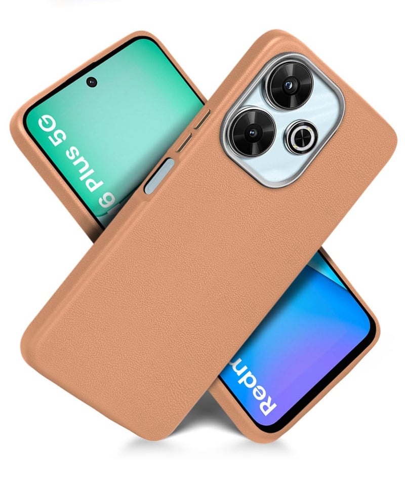 WOW IMAGINE Back Cover for Mi Redmi 13 5G | Poco M6 Plus 5G | Ultra Slim Flexible Non-Slip Grip | Inner Fabric | Metal Camera Ring & Lightweight Soft Silicone Mobile Case – Tan Brown - Image 2