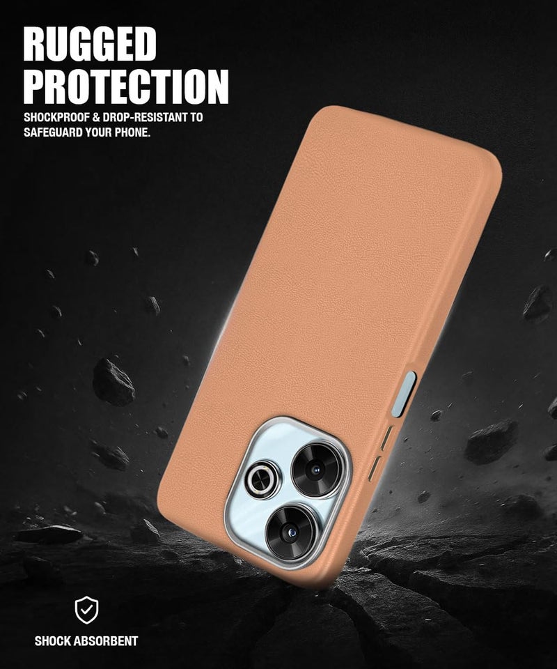 WOW IMAGINE Back Cover for Mi Redmi 13 5G | Poco M6 Plus 5G | Ultra Slim Flexible Non-Slip Grip | Inner Fabric | Metal Camera Ring & Lightweight Soft Silicone Mobile Case – Tan Brown - Image 4