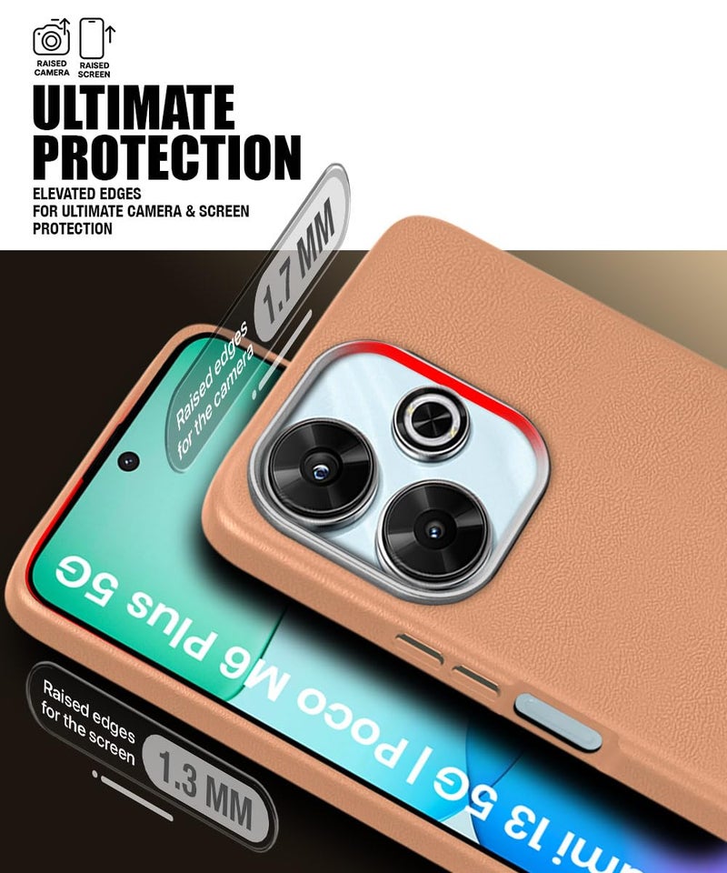 WOW IMAGINE Back Cover for Mi Redmi 13 5G | Poco M6 Plus 5G | Ultra Slim Flexible Non-Slip Grip | Inner Fabric | Metal Camera Ring & Lightweight Soft Silicone Mobile Case – Tan Brown - Image 5