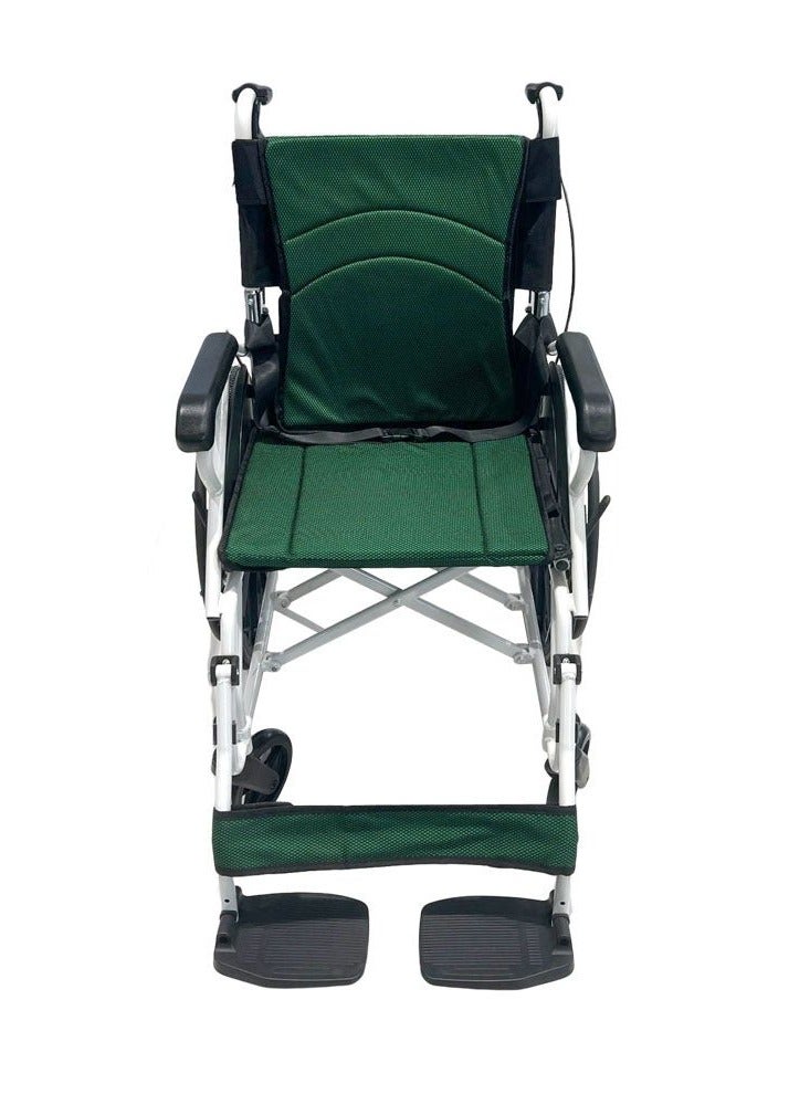 كروني كرسي متحرك قابل للطي مدفوع يدويًا 6012-20 مع مرحاض، نظام فرامل رباعي، كرسي متحرك قابل للطي متعدد الوظائف، هيكل من سبائك الألومنيوم عالي الجودة، عجلات نايلون أمامية مقاس 6 بوصات، عجلات خلفية مصبوبة بالحقن مقاس 20 بوصة، وسادة أكسفورد مزدوجة الطبقات قابلة للإزالة، فرامل مزدوجة ذاتية القفل، مساند أذرع من البولي يوريثان، دواسات قدم ABS، سعة وزن 100 كجم، خفيف الوزن (10.5 كجم)، صغير الحجم لسهولة التخزين (حجم العبوة: 78.52869 سم)، مناسب للتنقل المريح والراحة للاستخدام اليومي، أخضر - Image 2