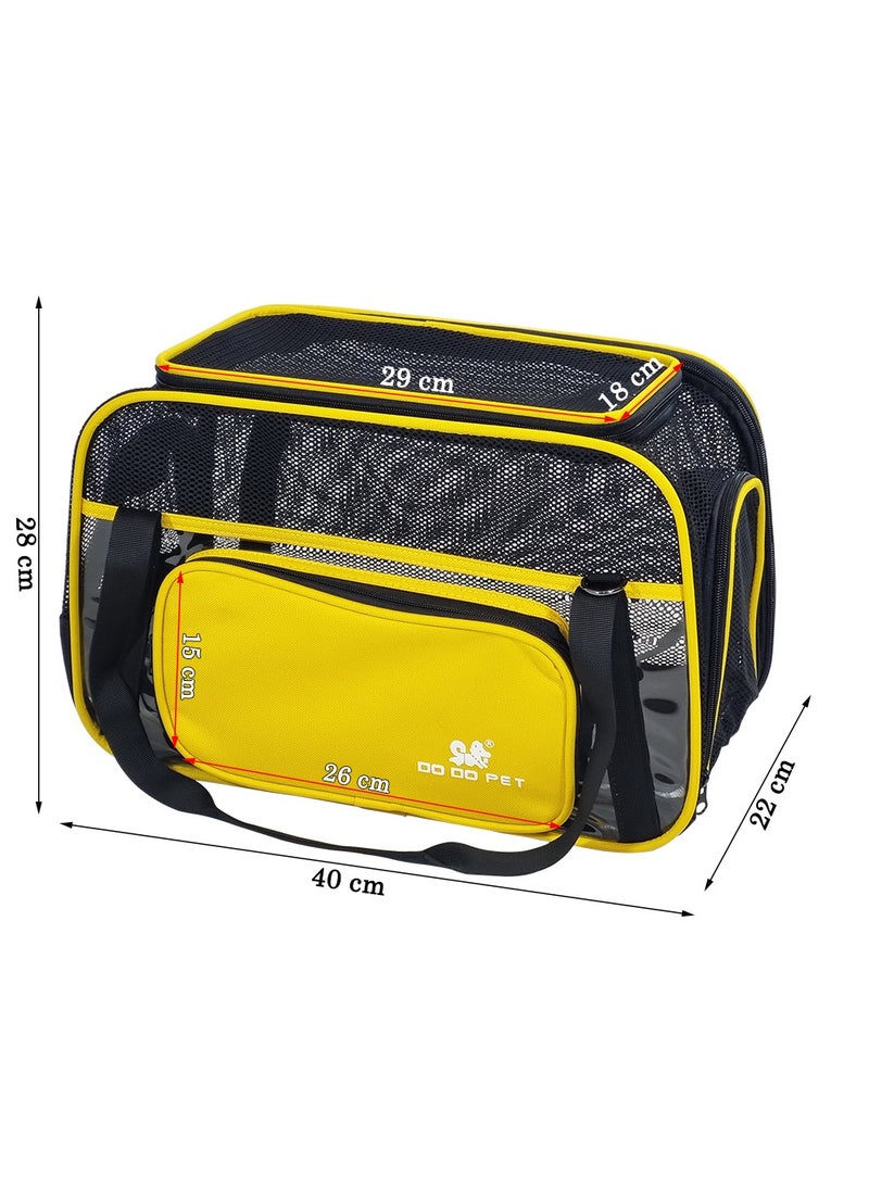 MAJIBAO Portable pet travel bag with Top sided open, Handle, and Breathable Mesh cat carrier, Soft-sided pet carrier with Shoulder strap, comfortable mat & Durable pet carrier for Travel, 40 cm (Yellow) - Image 2