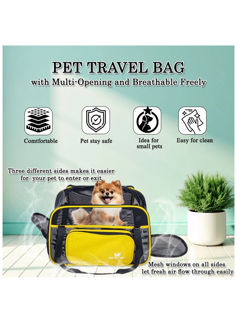 MAJIBAO Portable pet travel bag with Top sided open, Handle, and Breathable Mesh cat carrier, Soft-sided pet carrier with Shoulder strap, comfortable mat & Durable pet carrier for Travel, 40 cm (Yellow) - Image 5