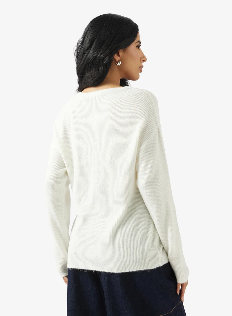VERO MODA Crewlefile Long Sleeve V-Neck Blouse