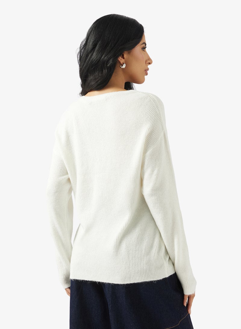 فيرو مودا بلوزة بأكمام طويلة وياقة على شكل حرف - Image 2