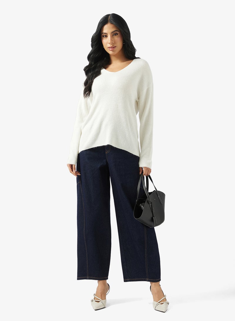 فيرو مودا بلوزة بأكمام طويلة وياقة على شكل حرف - Image 4