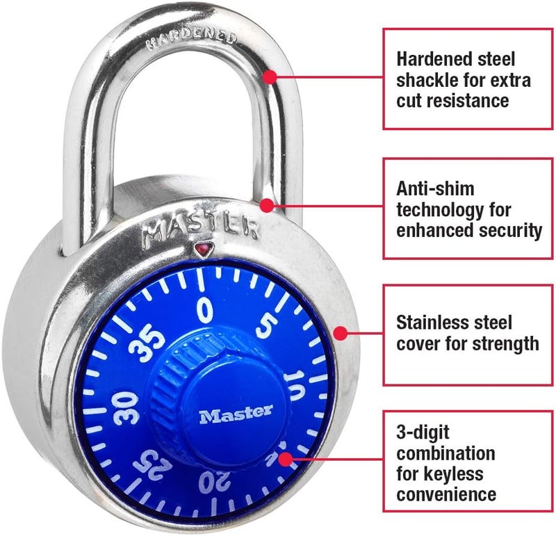 MasterLock 1505D Locker Lock Combination Padlock, 1 Pack, Colors May Vary - Image 2