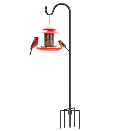GATSUNS Shepherds Hooks for Outdoor 48 Inch Garden Bird Feeder Pole with 5 Prongs Base Adjustable for Hanging Flower Basket Plant Pot Solar Lantern Light Wind Chime Hanger for Wedding Decor 1 Pack - Image 1