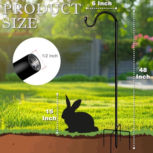 GATSUNS Shepherds Hooks for Outdoor 48 Inch Garden Bird Feeder Pole with 5 Prongs Base Adjustable for Hanging Flower Basket Plant Pot Solar Lantern Light Wind Chime Hanger for Wedding Decor 1 Pack - Image 3