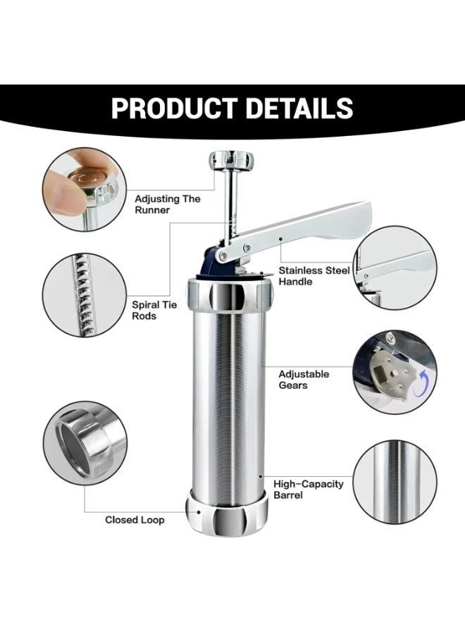Arabest Cookie Press Set Stainless Steel Kitchen Press for Noodles and Snacks Cookies Maker Decorating Gun Kitchen Baking Pastry Tools Set with 20 Blades - Image 2