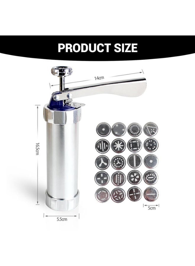 Arabest Cookie Press Set Stainless Steel Kitchen Press for Noodles and Snacks Cookies Maker Decorating Gun Kitchen Baking Pastry Tools Set with 20 Blades - Image 3