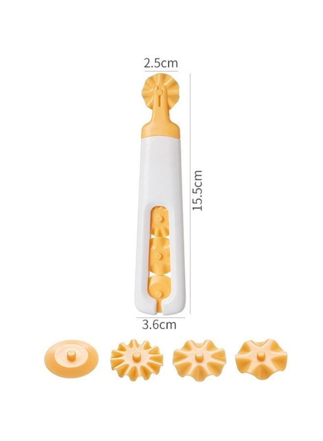 عجلة تقطيع المعكرونة 4 في 1 مع بكرات قابلة للتبديل، قاطعة عجينة الرافيولي والبسكويت والبيتزا، بتصميم بلاستيكي مضغوط - Image 2