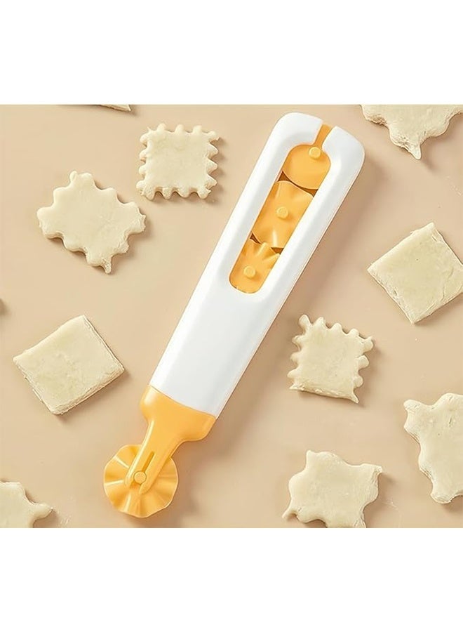 عجلة تقطيع المعكرونة 4 في 1 مع بكرات قابلة للتبديل، قاطعة عجينة الرافيولي والبسكويت والبيتزا، بتصميم بلاستيكي مضغوط - Image 5