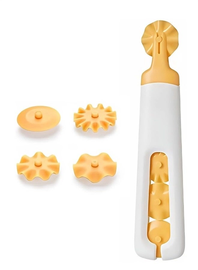 عجلة تقطيع المعكرونة 4 في 1 مع بكرات قابلة للتبديل، قاطعة عجينة الرافيولي والبسكويت والبيتزا، بتصميم بلاستيكي مضغوط - Image 1