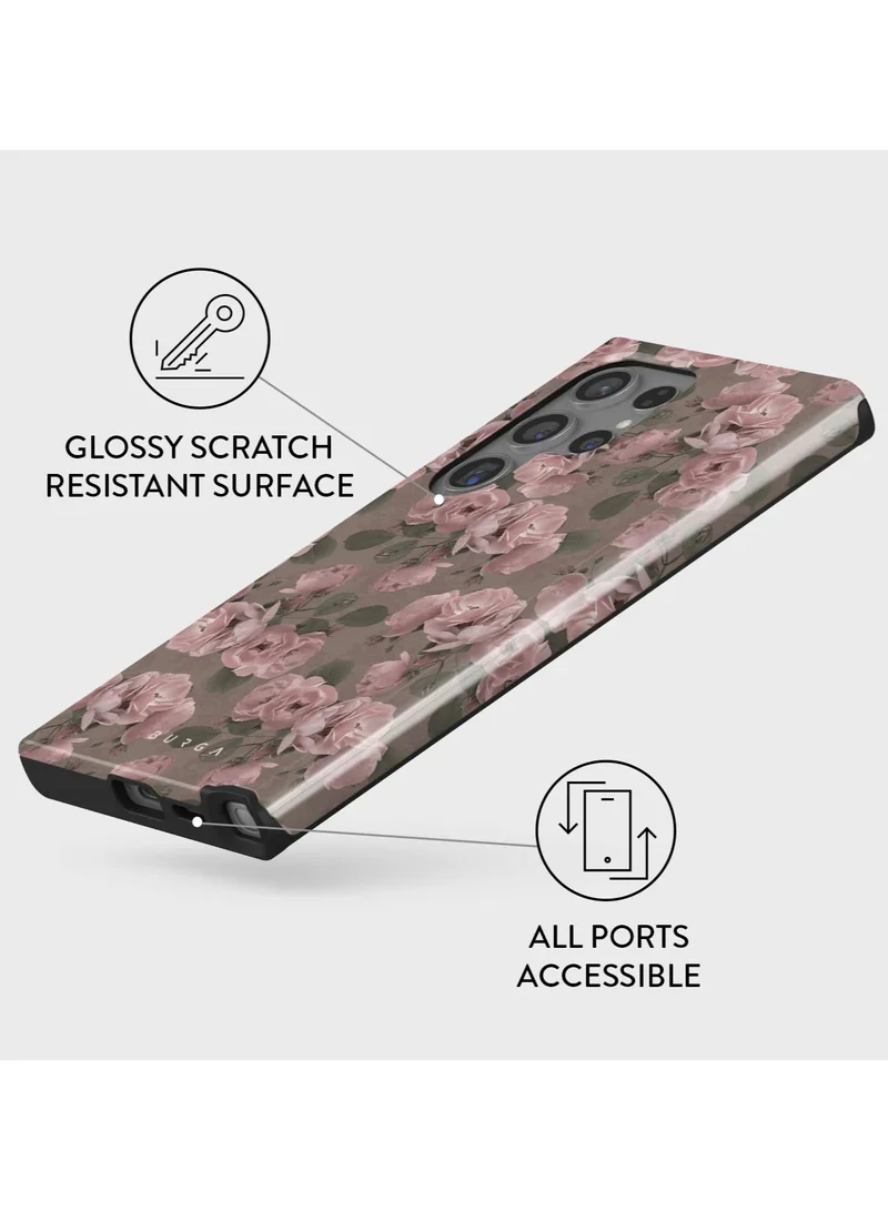 BURGA BURGA Phone Case Compatible with Samsung Galaxy S24 Ultra Mobile Phone Case Hybrid 2 Layer Hard Shell Silicone Protective Case Vintage Glamour Scratch Resistant Shockproof Cover