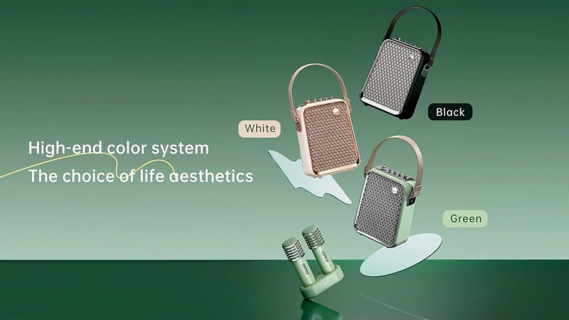 Divoom SongBird-SE 18W Bluetooth Speaker with Dual Wireless Microphones Bluetooth 5.2 AUX MicroSD Wired Input Built-in Mic 8H Playtime Compact Karaoke Design Speaker - Black - Image 5