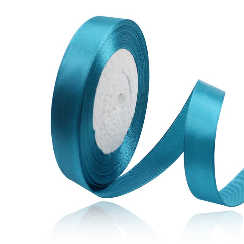 Solid Color Turquoise Blue Satin Ribbon 58 Inches x 25 Yards Fabric Satin Ribbon for Gift Wrapping Crafts Hair Bows Making Wreath Wedding Party Decoration and Other Sewing Projects