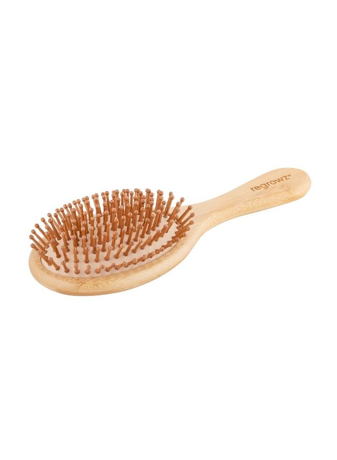 Regrowz Bamboo Paddle Hair Brush With Round Bamboo Bristles Detangling Hair Brush Scalp Massage Ecofriendly Unique Shape - Image 3